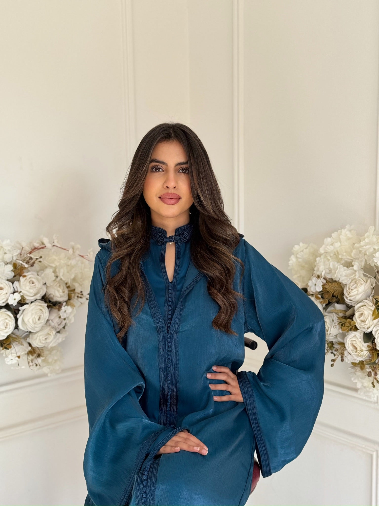 Elegant luxury blue jellaba for women – modest Ramadan and Eid outfit