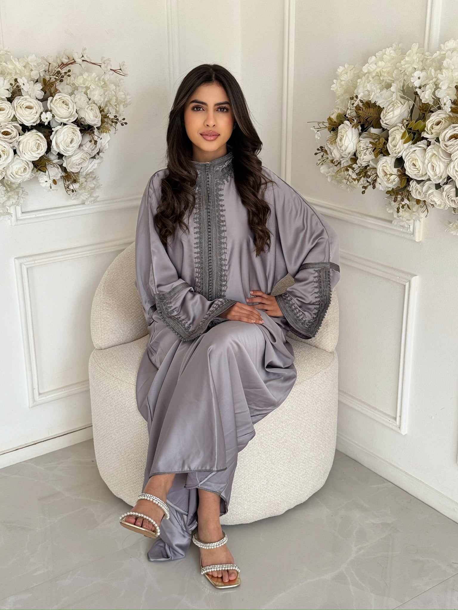 Moroccan gandoura dress Gandoura Karima with long sleeves and flowing fit