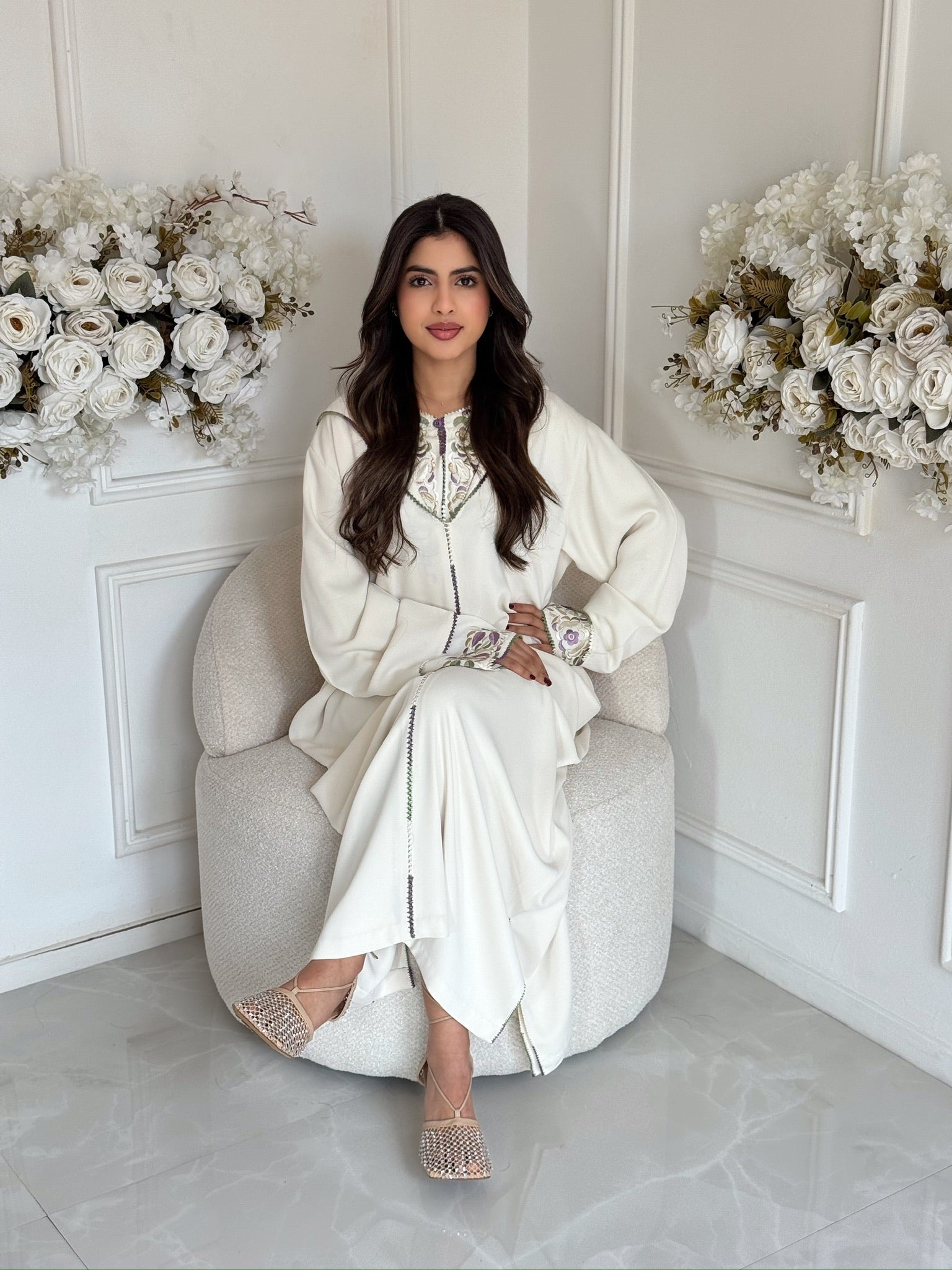 Elegant Moroccan jellaba Majda worn for Eid and Ramadan
