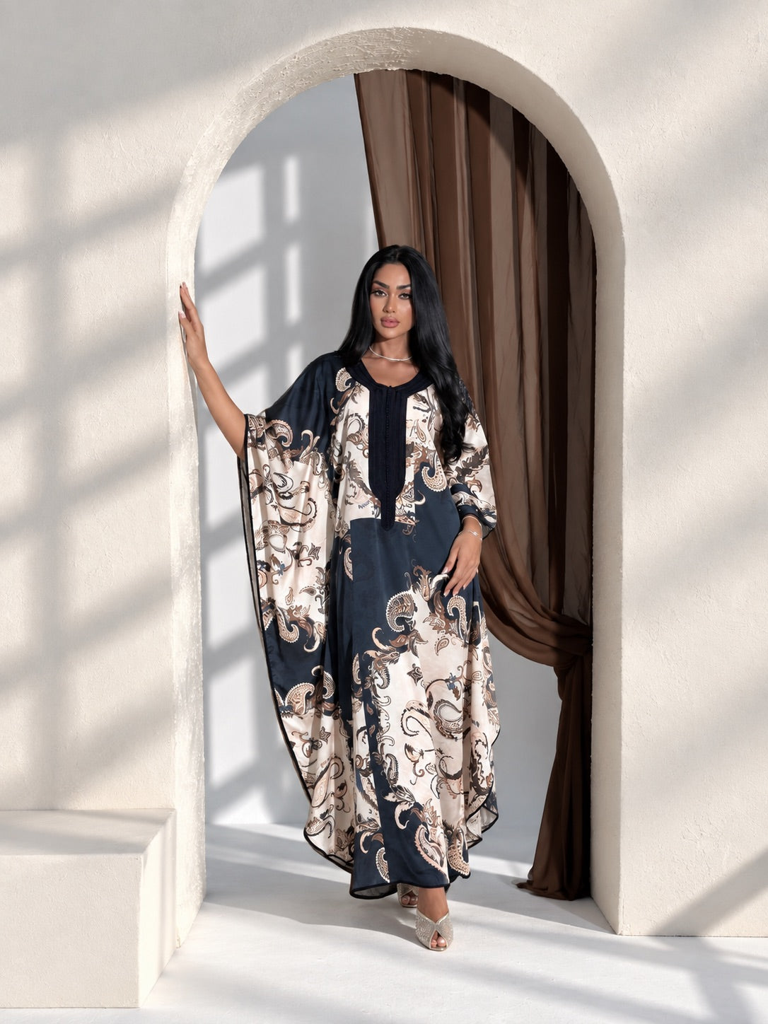 Elegant Moroccan gandoura dress with traditional detailing