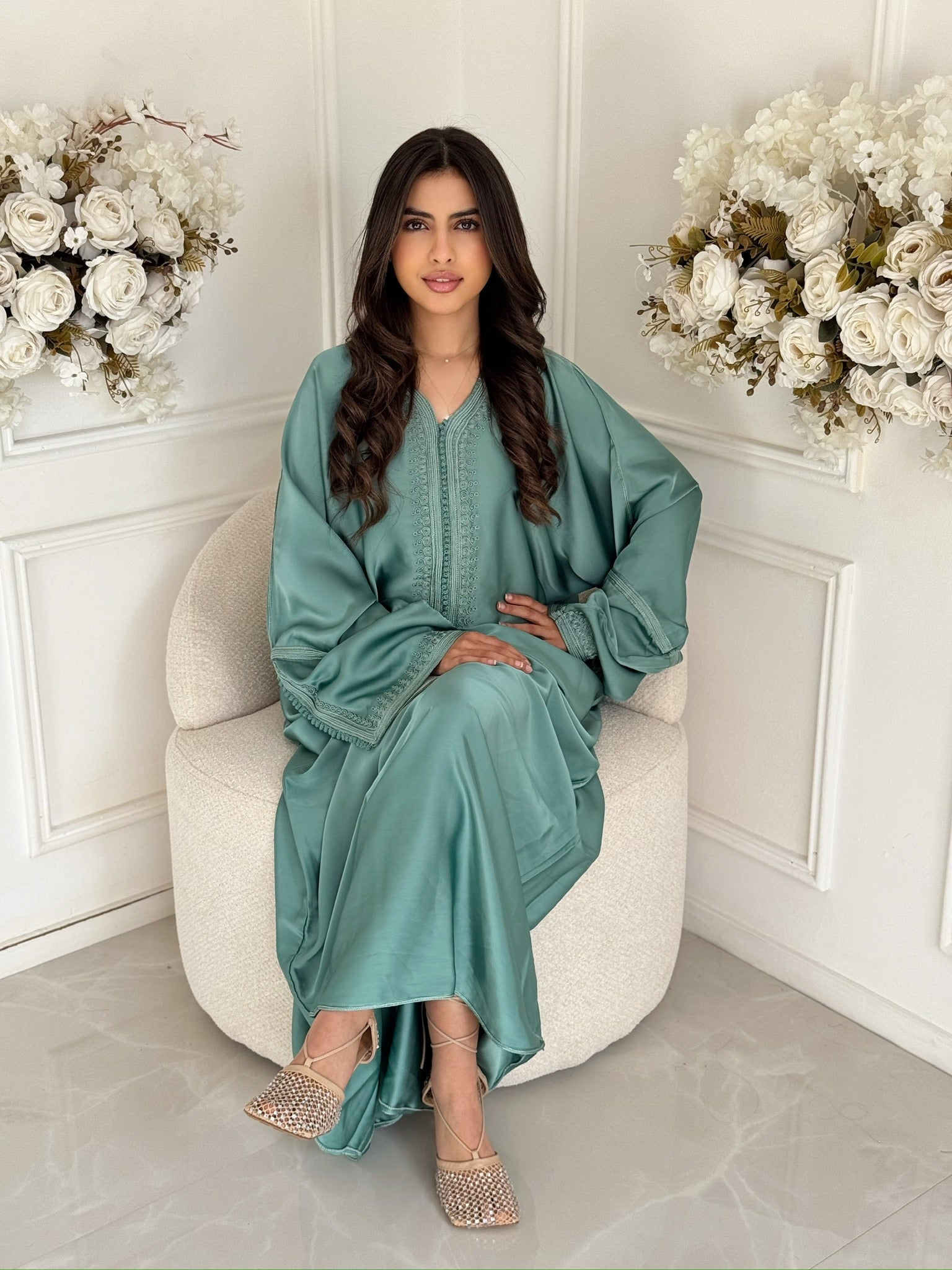 Moroccan gandoura dress Gandoura Amber with long sleeves and flowing fit