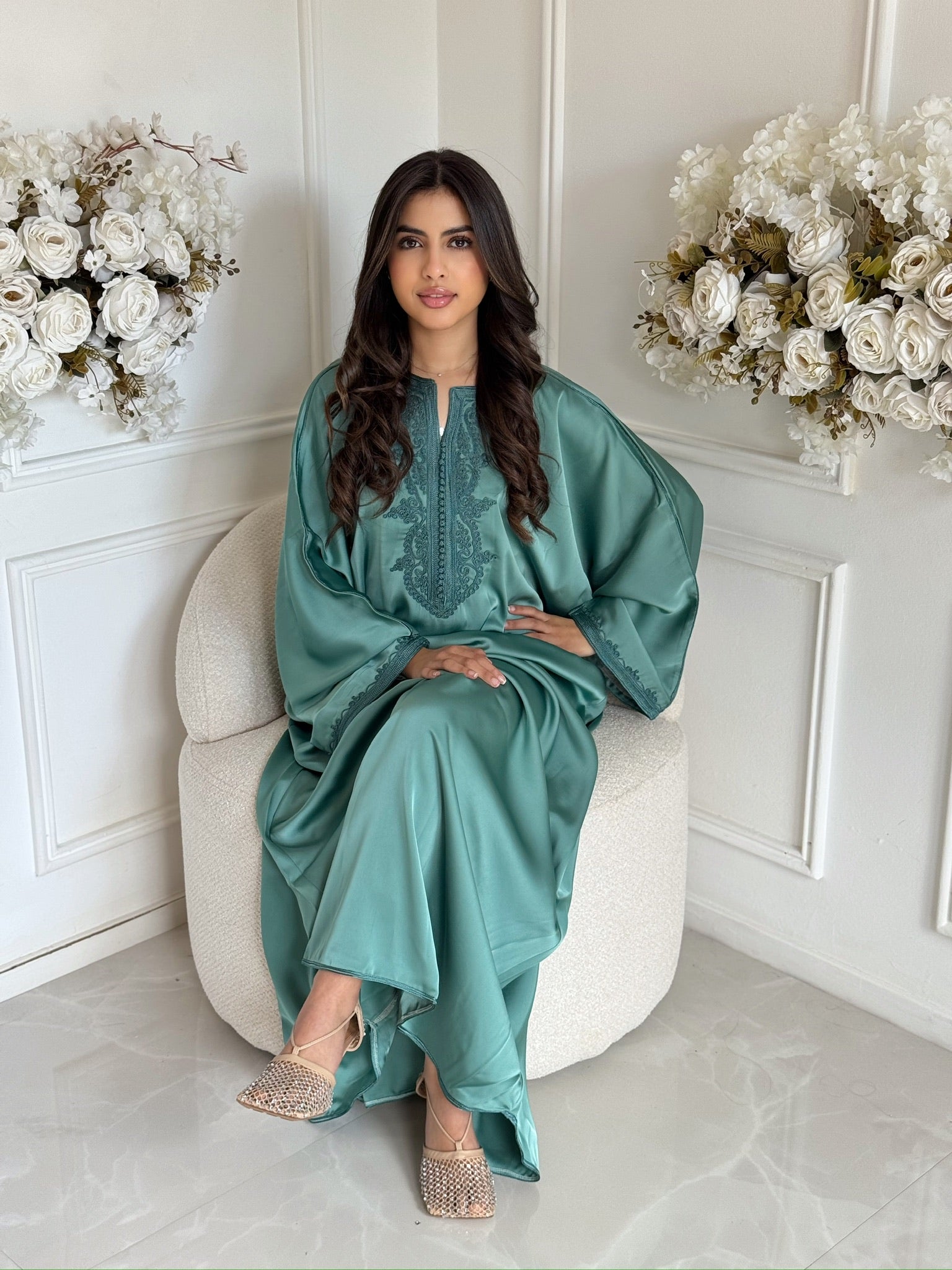 Moroccan gandoura dress Gandoura Nawal with long sleeves and flowing fit
