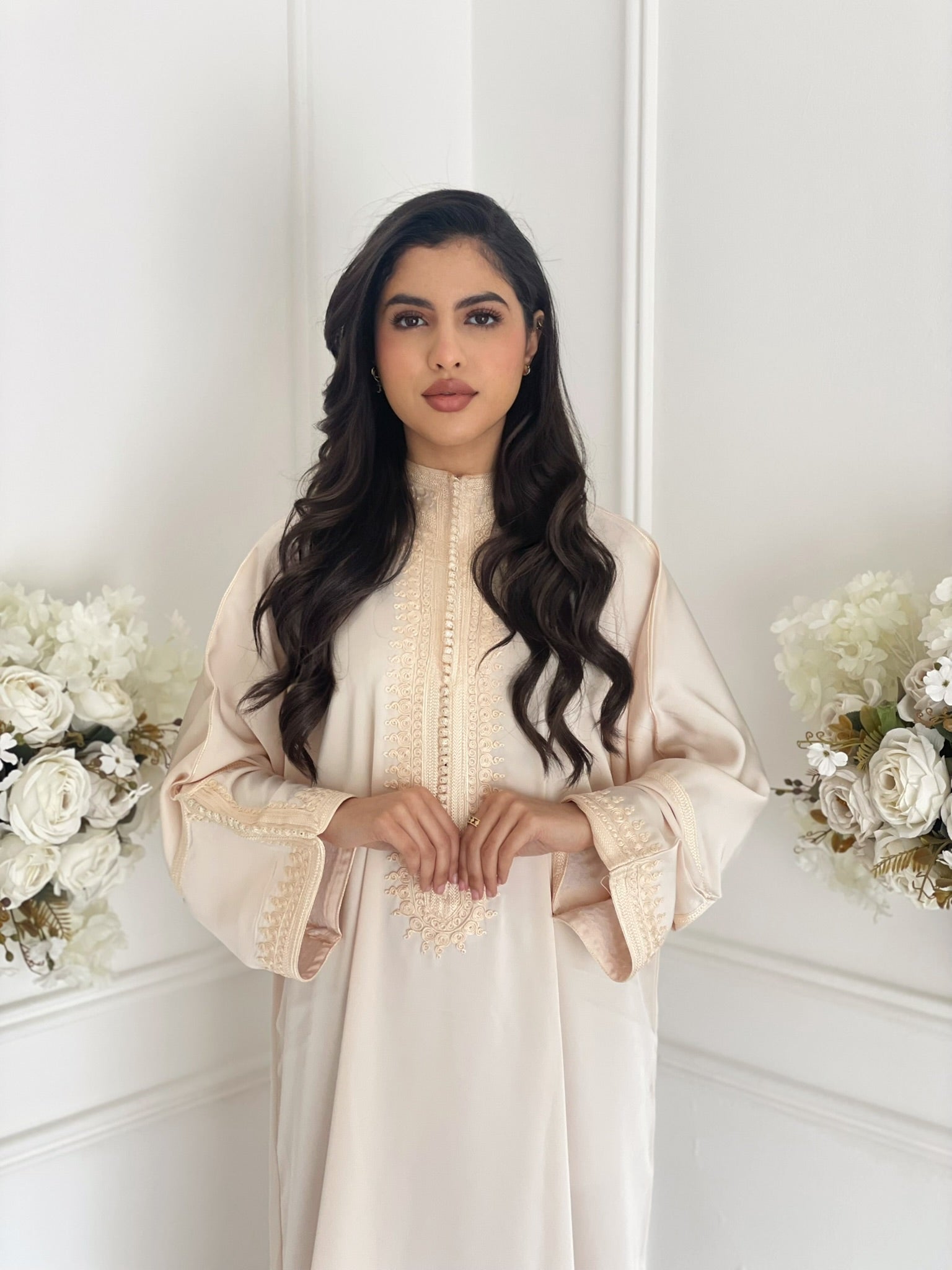 Moroccan satin gandoura Mahra for women – refined traditional design